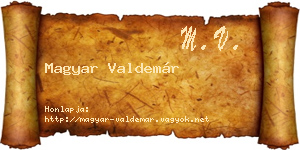 Magyar Valdemár névjegykártya